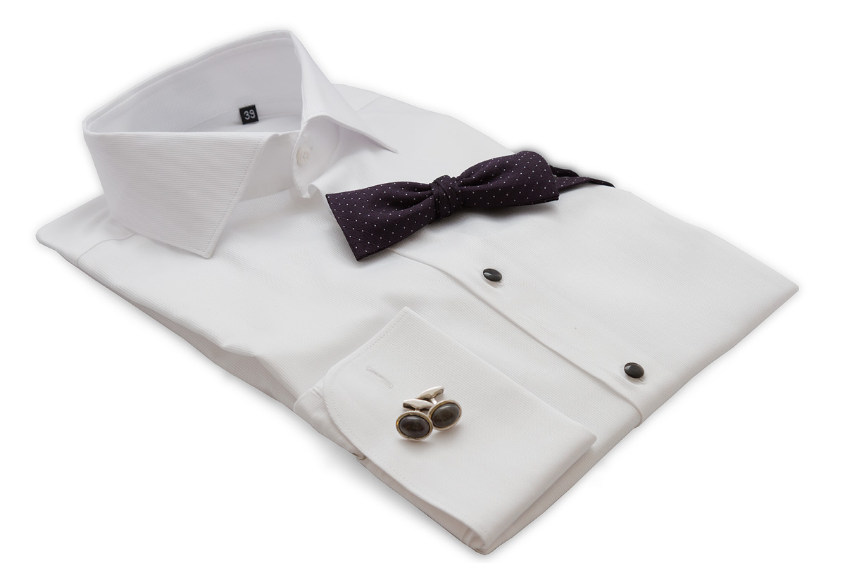 Zante White Dress Shirt Black Buttons, Formal Wear Shirts
