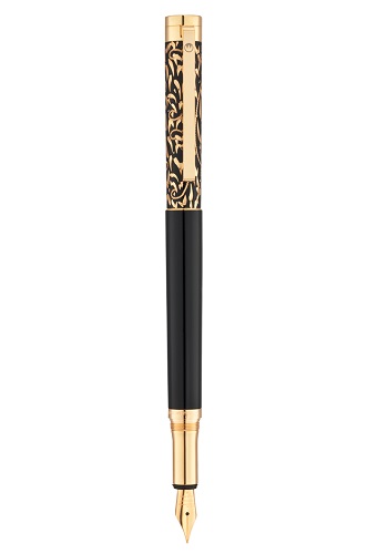 Waldmann Xetra Vienna Fountain Pen - Black Lacquer Gold Plated