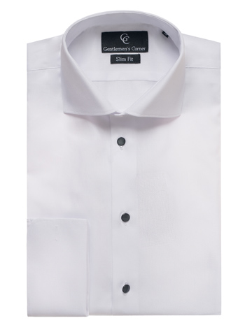 Zante White Dress Shirt - Black Buttons