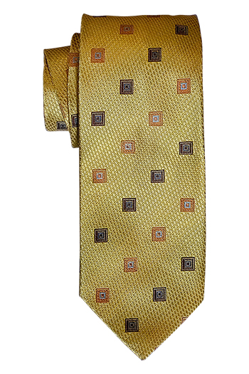 Gentlemen`s Corner Yellow Silk Tie - Geometric Pattern