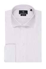 Purple Fine Stripe White Shirt - Double Cuff