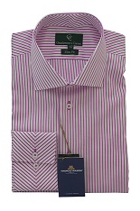 Chester Pink Stripe White Shirt - Button Cuff