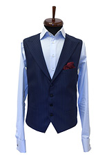 Gentlemen`s Corner Blue Stripe Waistcoat - Made to Measure