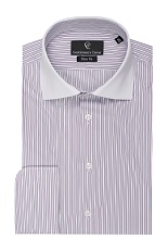 Clark Purple Stripe White Shirt - Double Cuff