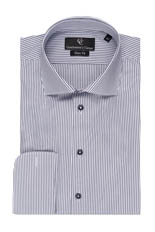 Black Stripe White Shirt - Double Cuff