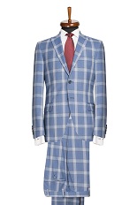 Gentlemen`s Corner Slim Fit Blue Check Suit - Clark