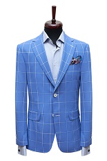 Gentlemen`s Corner Blue Check Slim Fit Jacket - Barbados