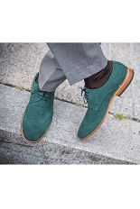 Gentlemen`s Corner Dark Green Suede Shoes