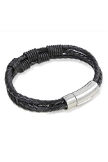 Black Triple Bracelet Twisted design with Stainless Steel Clasp