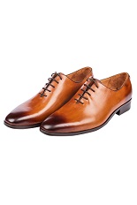Gentlemen`s Corner Leather Shoes - One Cut Cognac