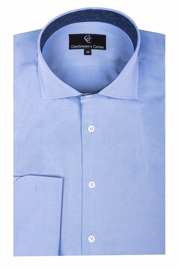 Camasa barbati bleu Twill cu contraste pentru butoni
