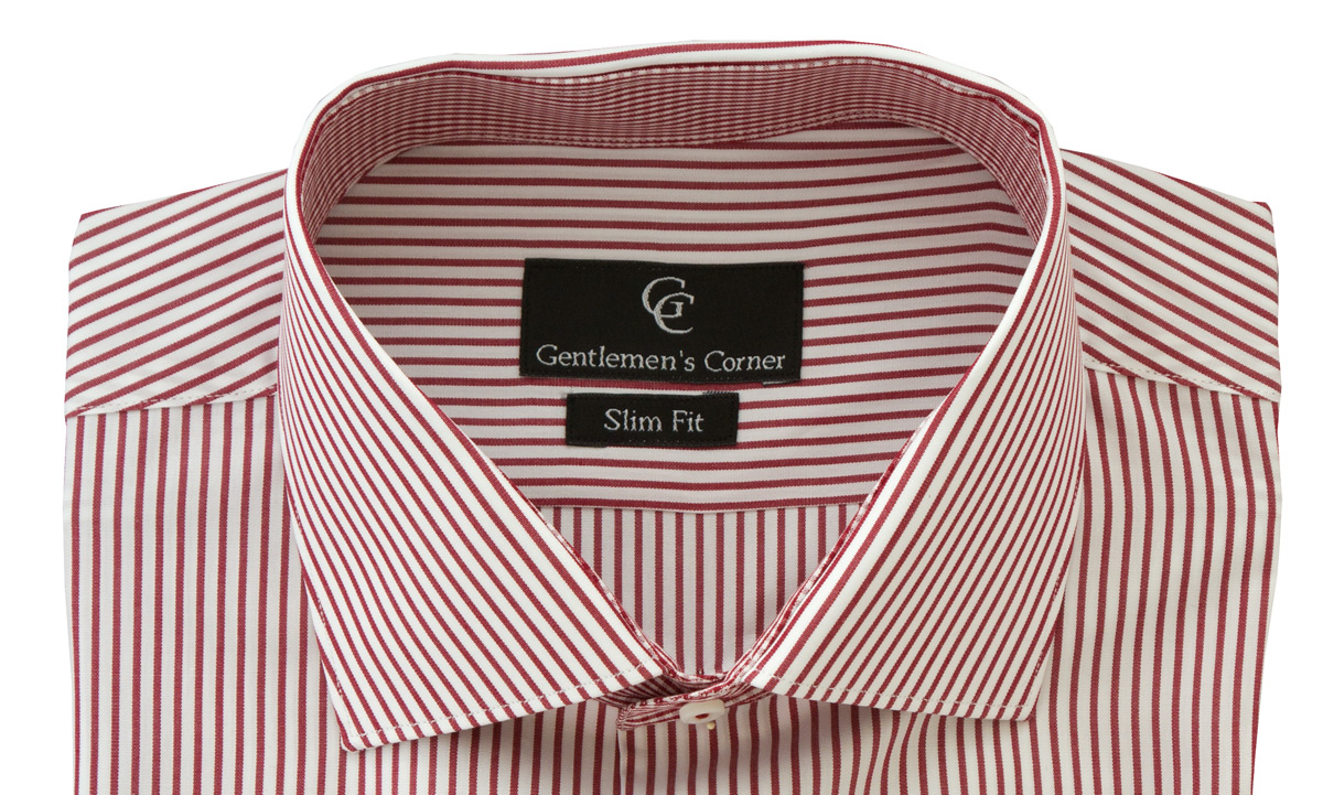 Camasa alba cu dungi grena Baker - guler