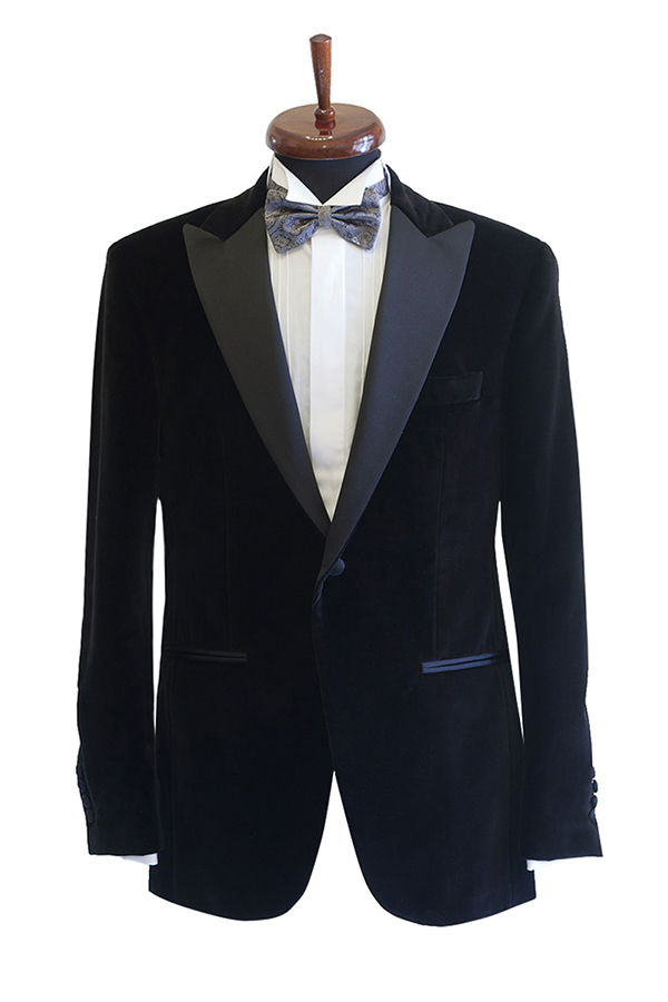 Sacou smoking catifea Slim Fit Gentlemen`s Corner - Negru