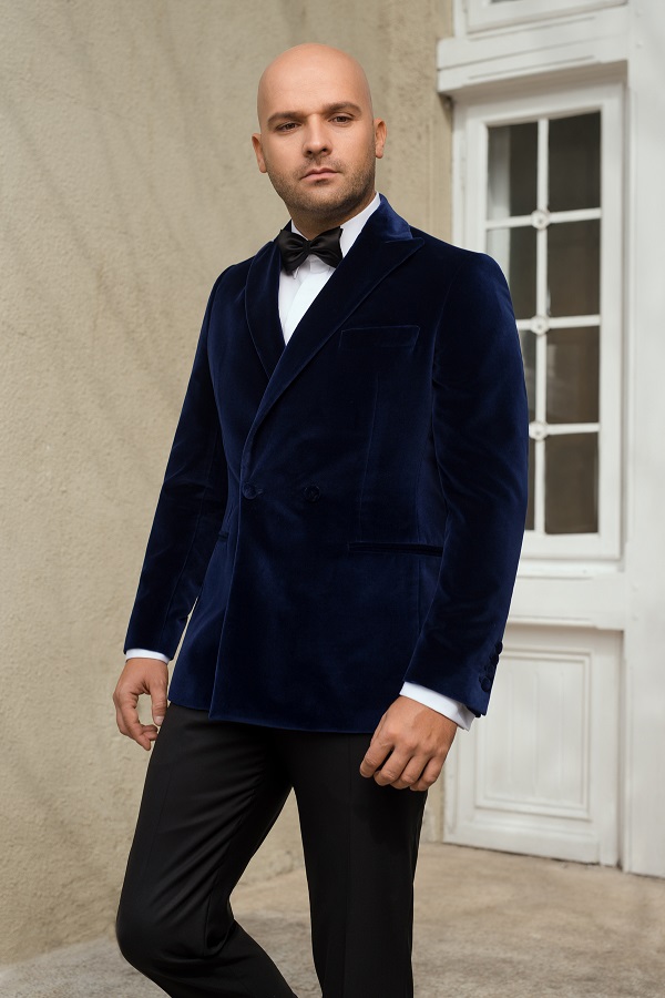 Sacou smoking catifea bleumarin Gentlemen`s Corner - Ramsay