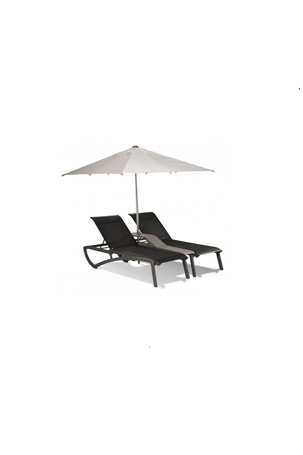 Set 2 sezlonguri Sunset - Negru vulcanic cu gri deschis