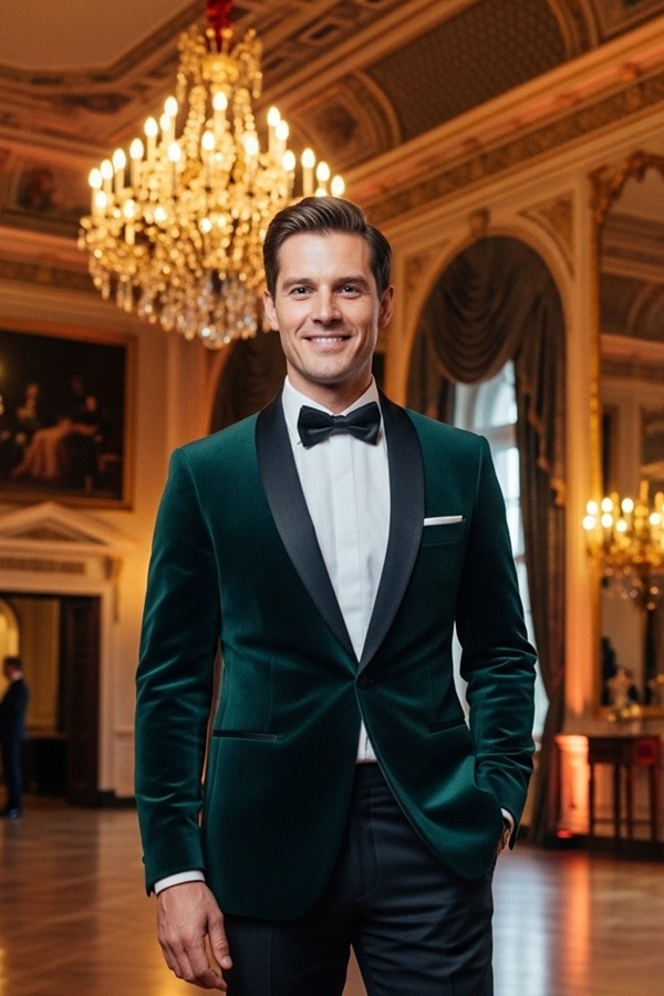 Sacou barbati ceremonie catifea Gentlemen`s Corner - Verde