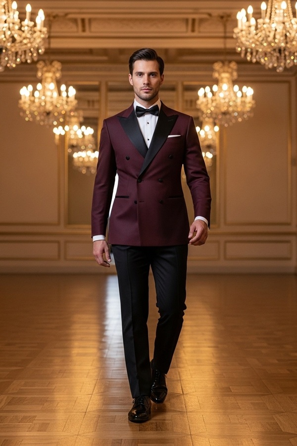 Costum barbati ceremonie Slim Fit Gentlemen`s Corner - Burgundy